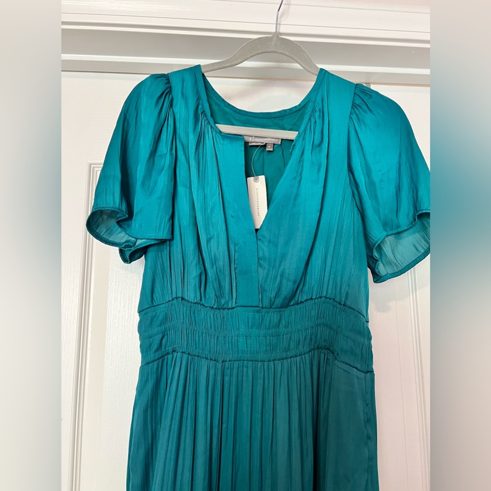 Anthropologie Somerset Dress NWT Turquoise Satiny Incredibly Flattering Size M! - Picture 14 of 17